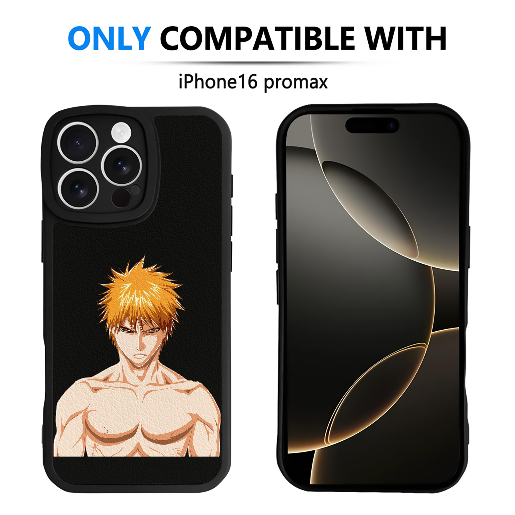 ブリーチ 黒崎一護（くろさき いちご）BLEACH Kurosaki Ichigo 【iPhone 16シリーズ対応】シリコンスマホケース（レザー調） 材質：シリコン